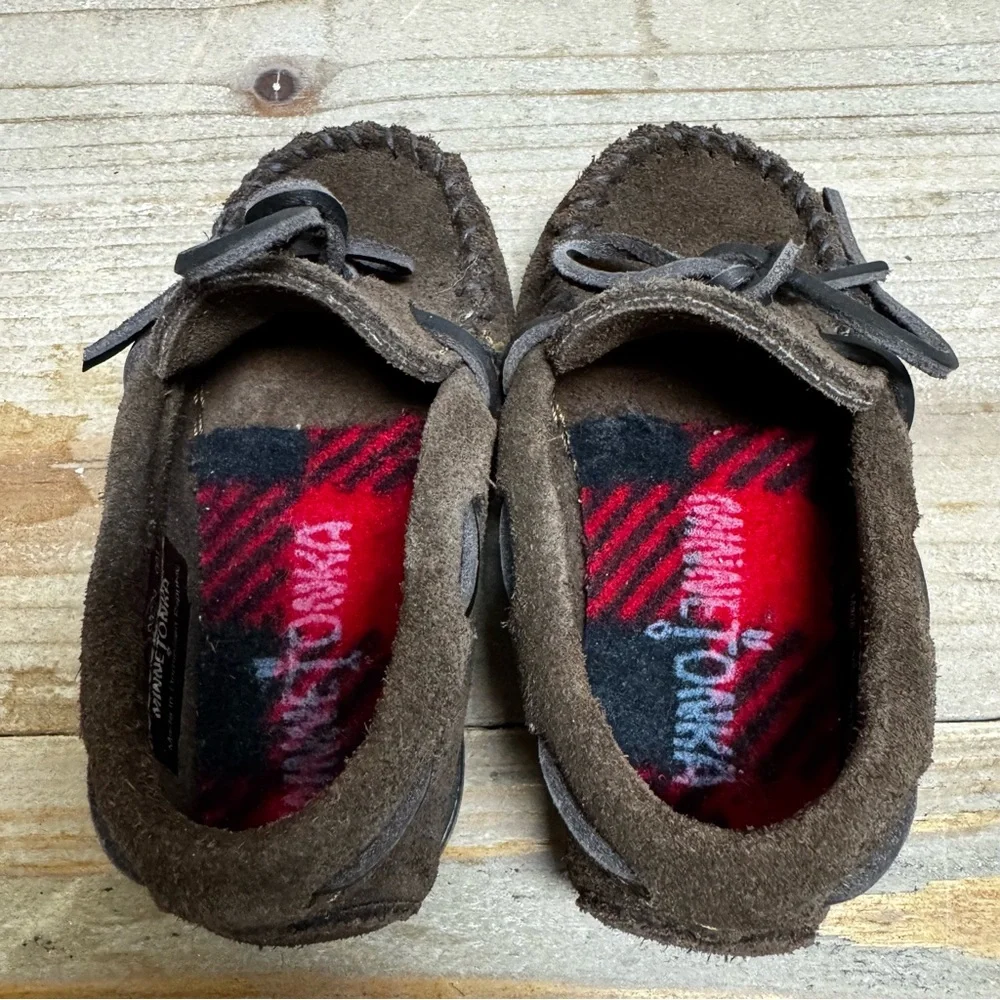 Minnetonka Little Kids Toddler Dark Brown Suede‎ Boat Moccasins Size 7